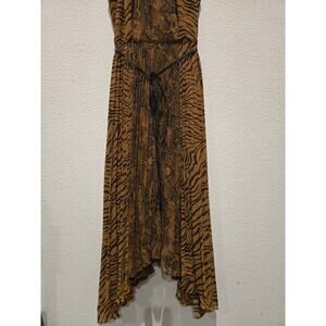 White House Black Market Petites Animal Print Midi Dress Brown 0P